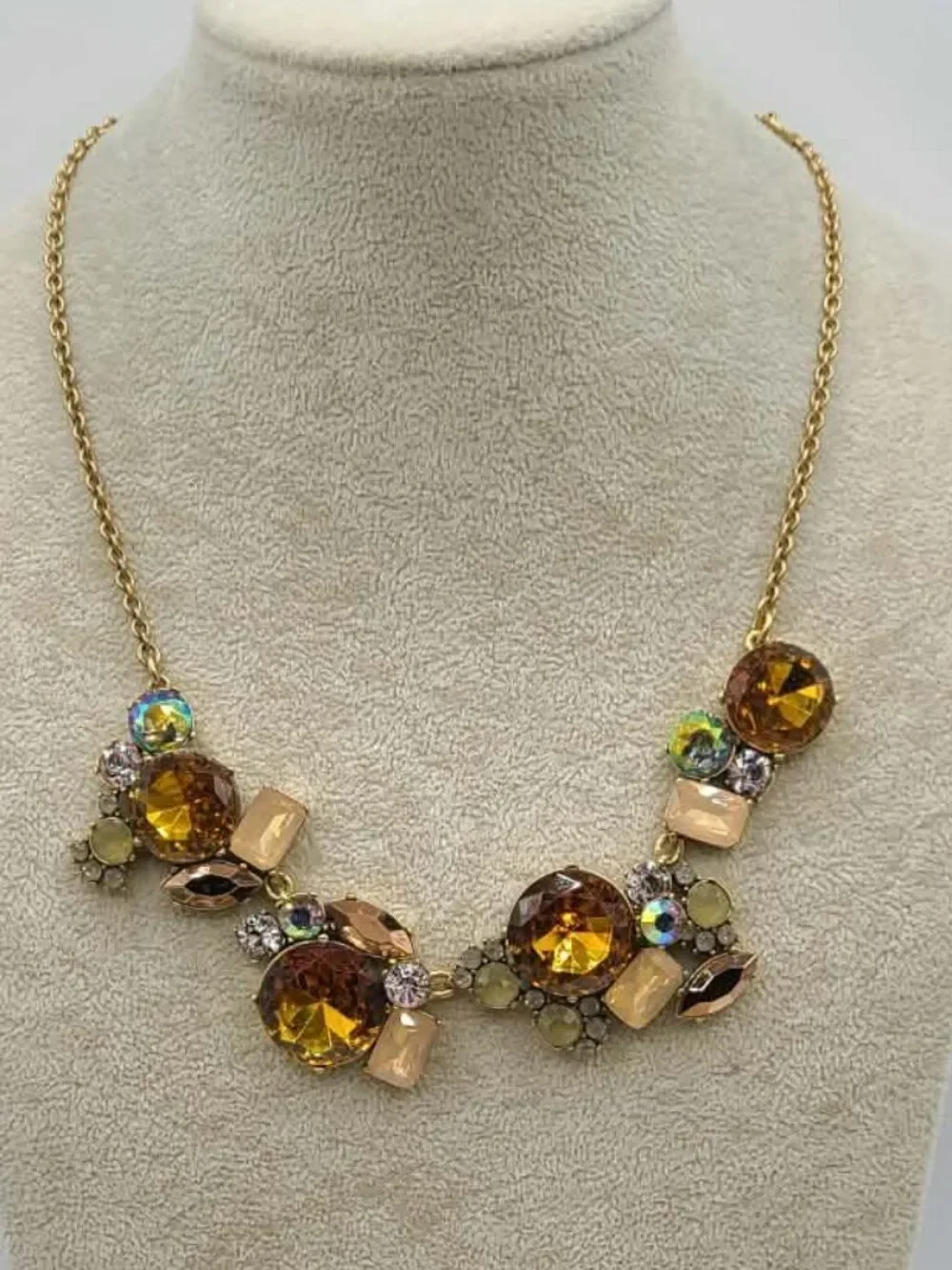 J Crew Gold Crystal Cluster Necklace
